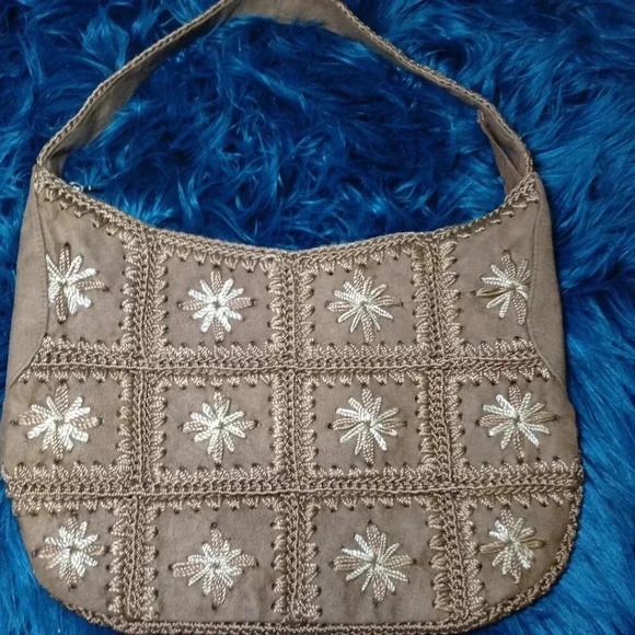 VINTAGE Pagani patchwork suede and embroidered purse; Bohemian, Hippie Vibes - Picture 1 of 3